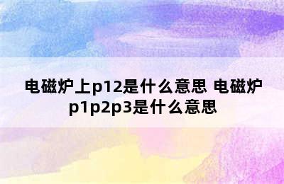 电磁炉上p12是什么意思 电磁炉p1p2p3是什么意思